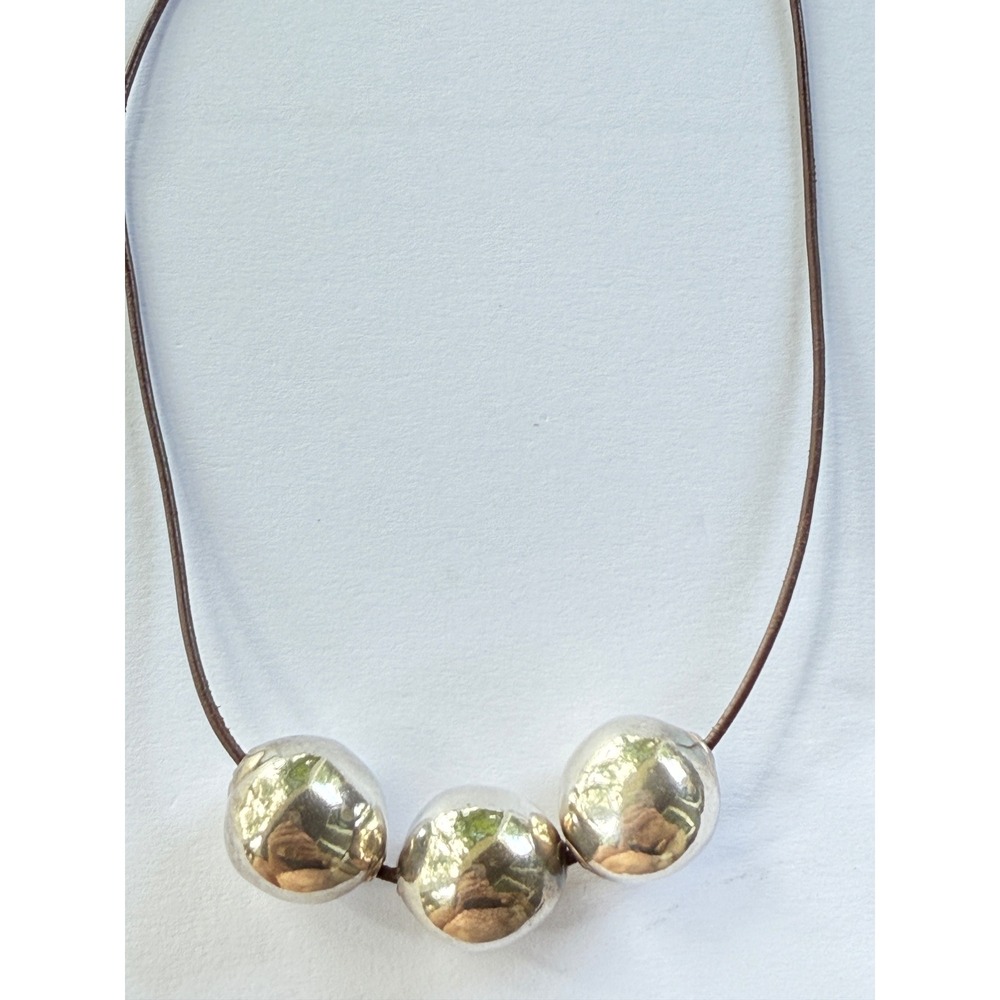 Silpada Triple Threat Hammered Silver Necklace 925 Leather Cord 16" + 2"